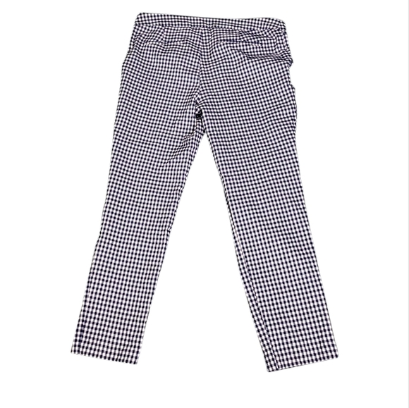 Cynthia Rowley Navy Blue White Check Pants - Picture 2 of 5